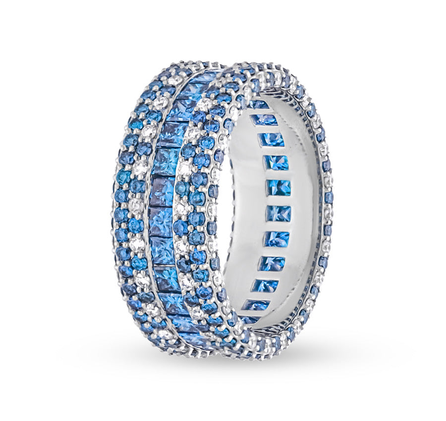 Повседневное кольцо из розового золота круглой формы с багетом и красным рубином и бриллиантами