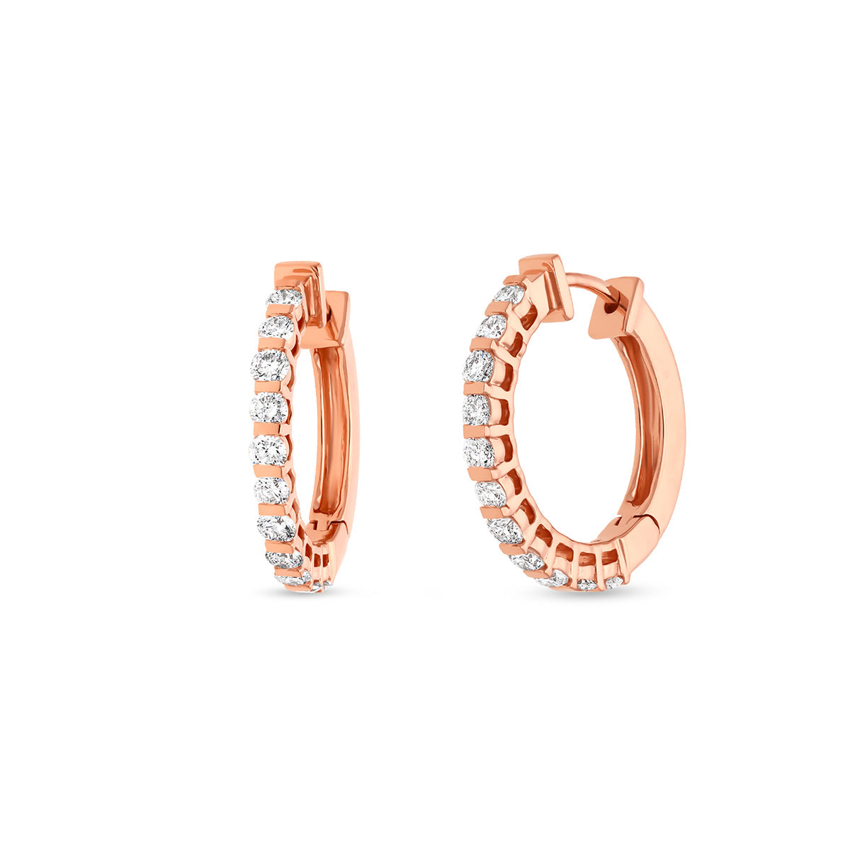 Stieņa iestatīšana apaļi dimanta rozā zelta stīpas auskari