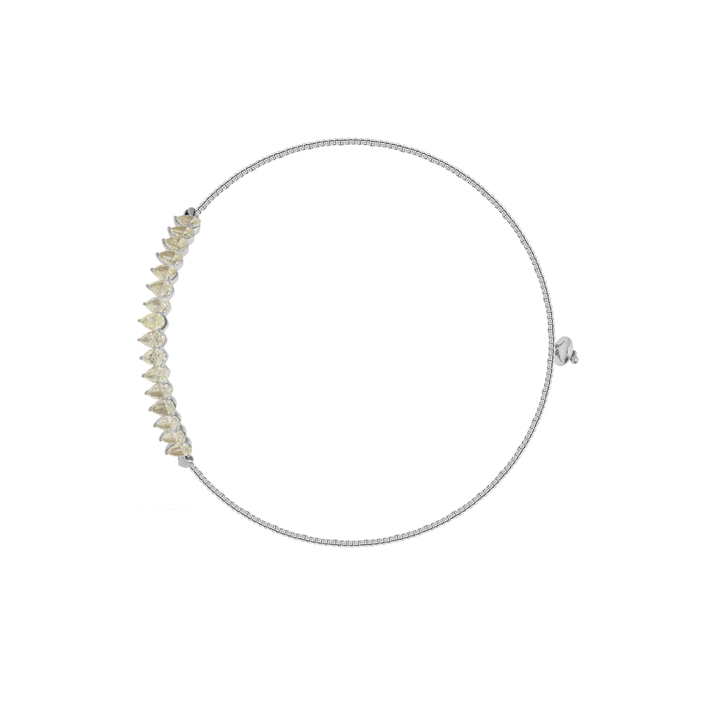 Bumbieru dimanta kanāla baltā zelta Bolo rokassprādze