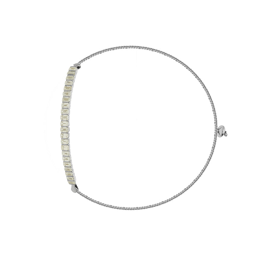 Браслет Боло из белого золота с изумрудом и бриллиантами