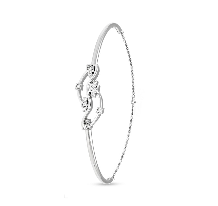 Lentes formas apaļa dabīgā dimanta kolekcijas komplekts baltā zelta omāra aizdare