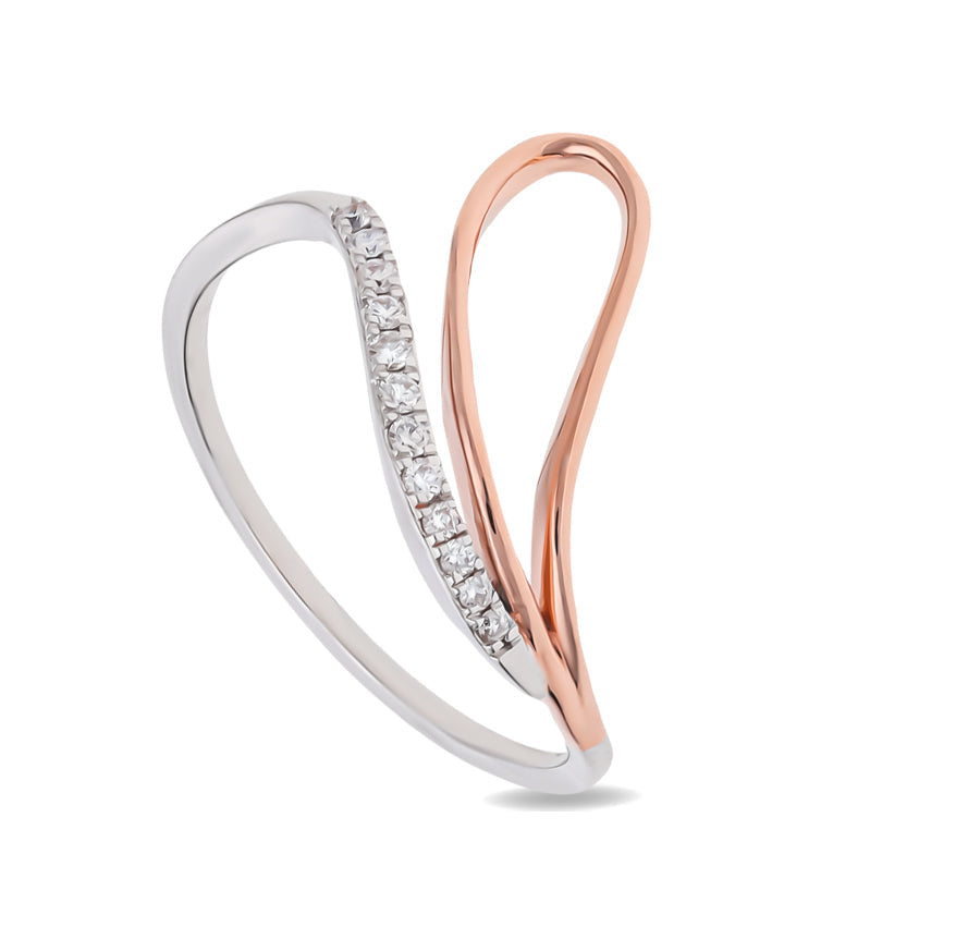 Apaļš dabiskais dimants ar dakšu iestatīšanas dubulto toni ikdienas gredzens