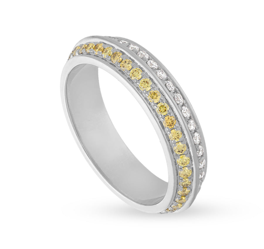 Fancy Intense Yellow And White Natural Diamond Ring