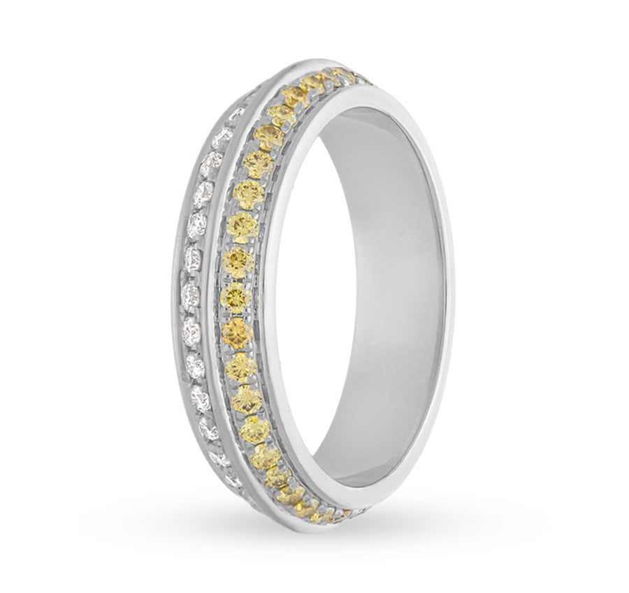 Fancy Intense Yellow And White Natural Diamond Ring