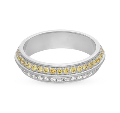 Fancy Intense Yellow And White Natural Diamond Ring