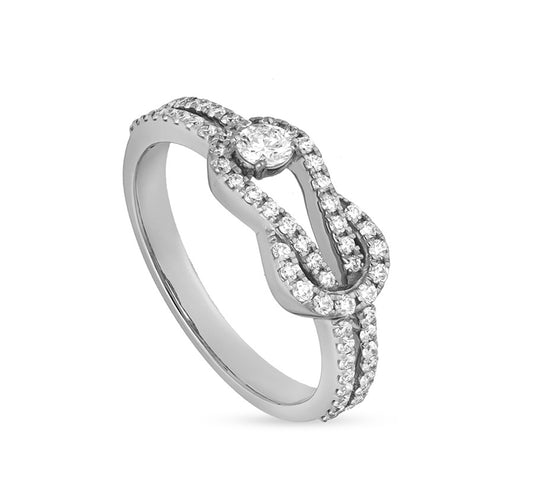 Bow Shape Round Natural Diamond With Prog Setting White Gold Casual Ring