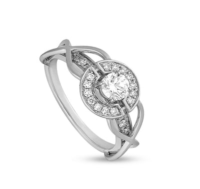 Round Shape Natural Diamond With Prong Setting White Gold Casual Ring