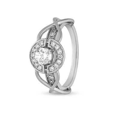 Round Shape Natural Diamond With Prong Setting White Gold Casual Ring