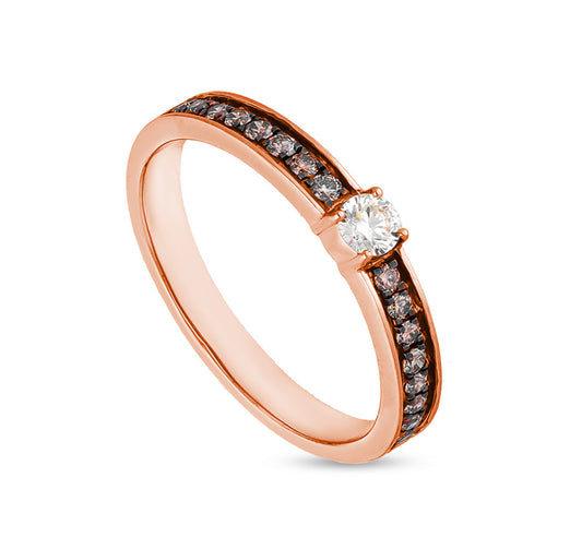 Round Shape Natural Diamond Rose Gold Band