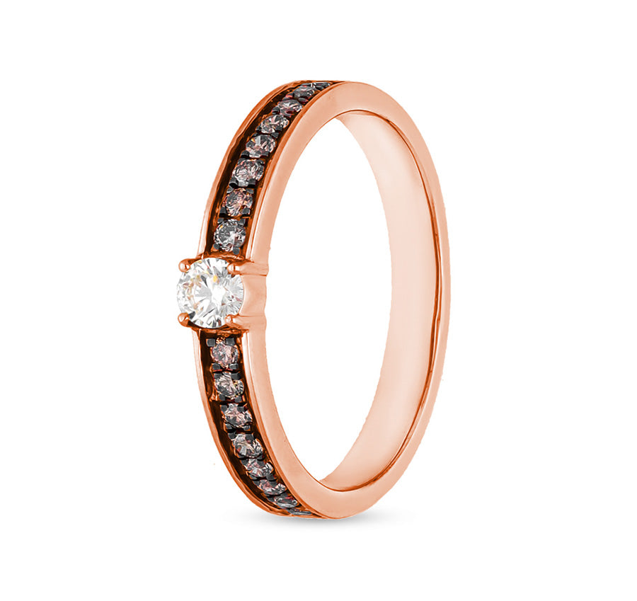 Round Shape Natural Diamond Rose Gold Band