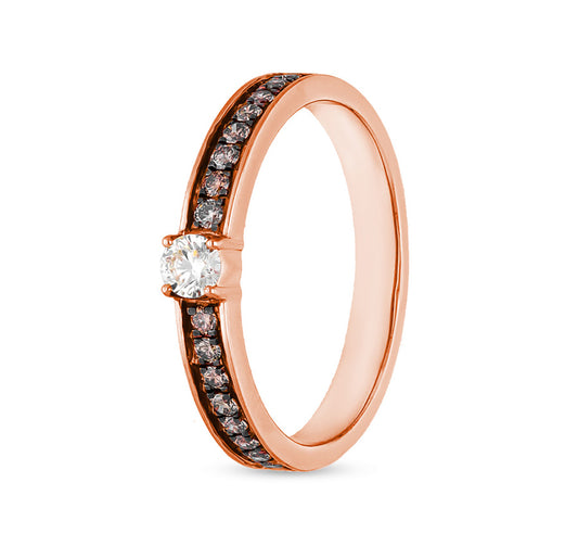 Round Shape Natural Diamond Rose Gold Band