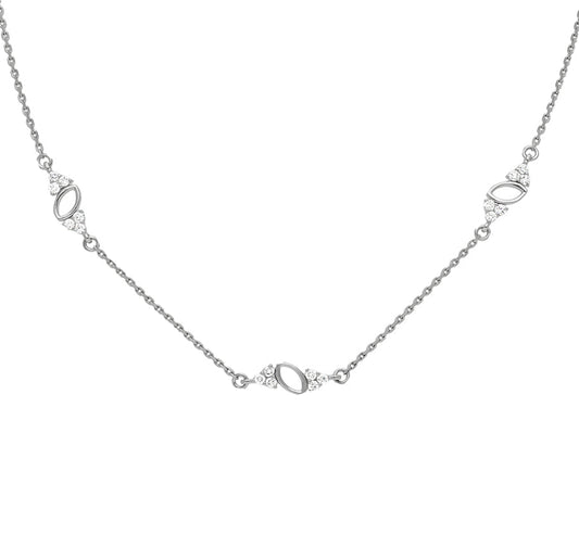 Round Natural Diamond With Prong Set White Gold Trendy Necklace
