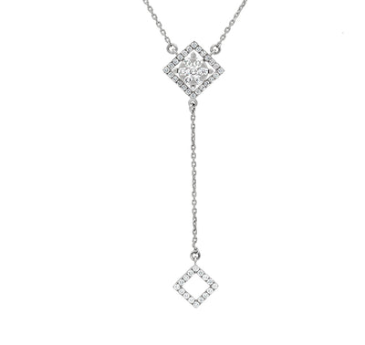 Ожерелья из белого золота с круглыми бриллиантами в форме ромба 