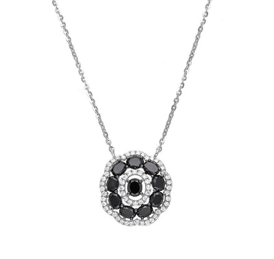 Black Oval Shape Diamond Pendant Necklace