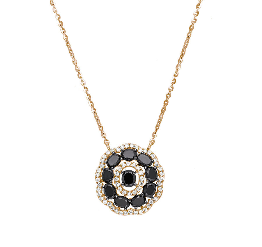 Black Oval Shape Diamond Pendant Necklace