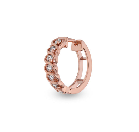 Interlaced Round Cut Diamond With Prong Setting Rose Gold Hoop Earrings