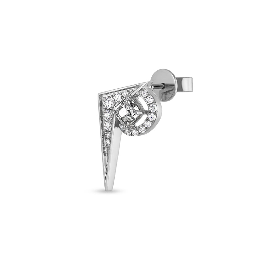 Cushion Cut Diamond White Gold Dagger Stud Earrings