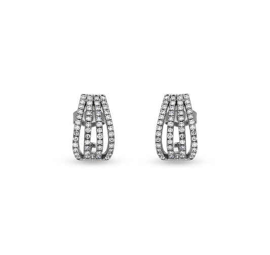 Round Natural Diamond With Prong Set White Gold Stud Earrings