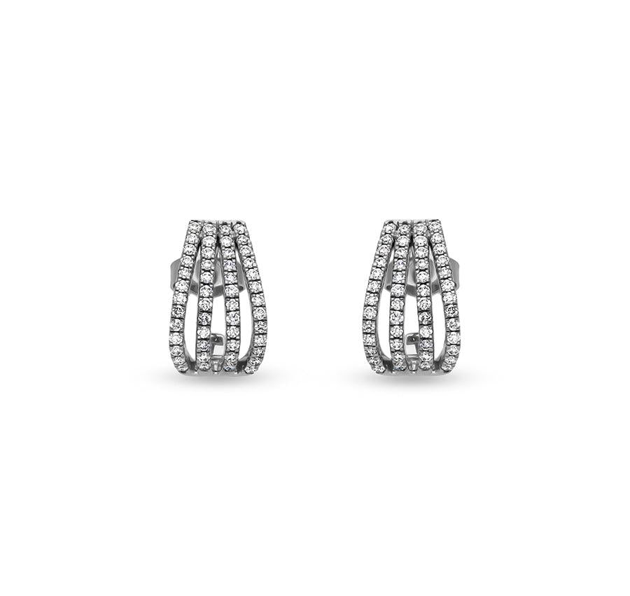 Round Natural Diamond With Prong Set White Gold Stud Earrings