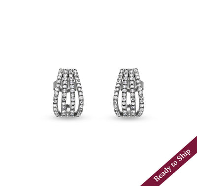 Round Natural Diamond With Prong Set White Gold Stud Earrings