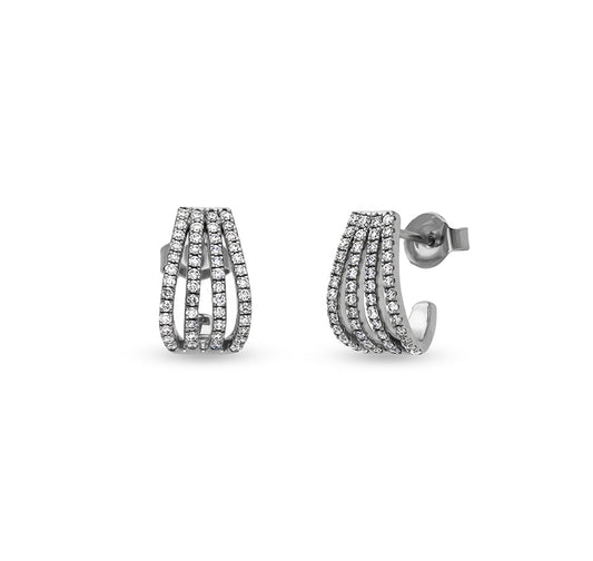 Round Natural Diamond With Prong Set White Gold Stud Earrings