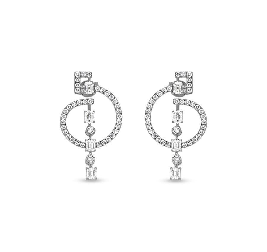 Emerald Cut Diamond White Gold Drop & Dangle Earrings