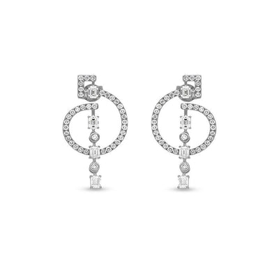 Emerald Cut Diamond White Gold Drop & Dangle Earrings