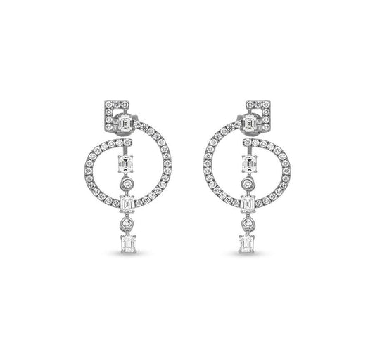 Emerald Cut Diamond White Gold Drop & Dangle Earrings