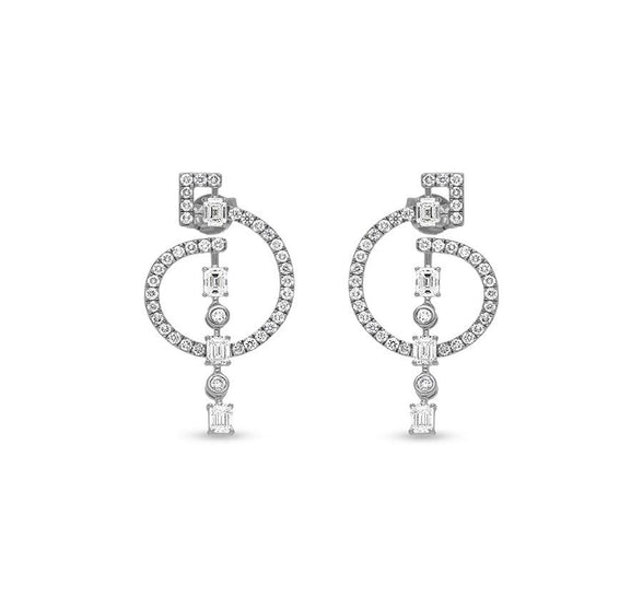 Emerald Cut Diamond White Gold Drop & Dangle Earrings