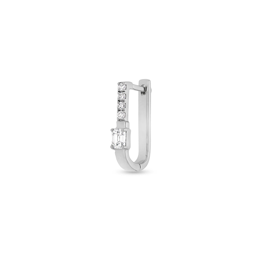 Emerald Cut Diamond White Gold Hoop Earrings