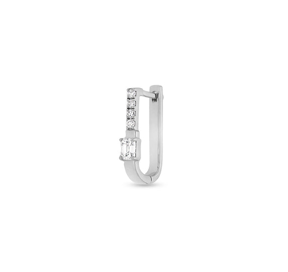 Emerald Cut Diamond White Gold Hoop Earrings