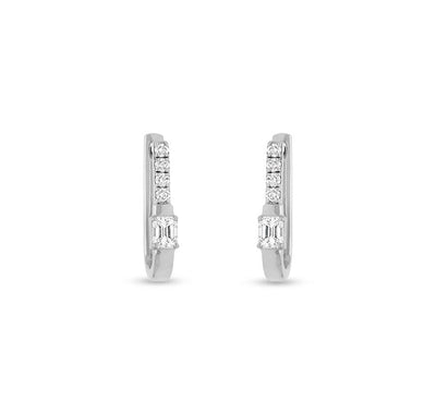 Emerald Cut Diamond White Gold Hoop Earrings