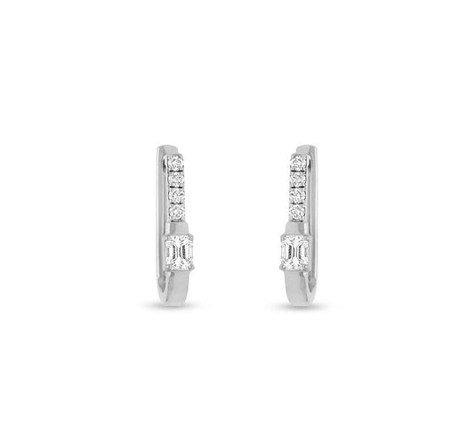 Emerald Cut Diamond White Gold Hoop Earrings