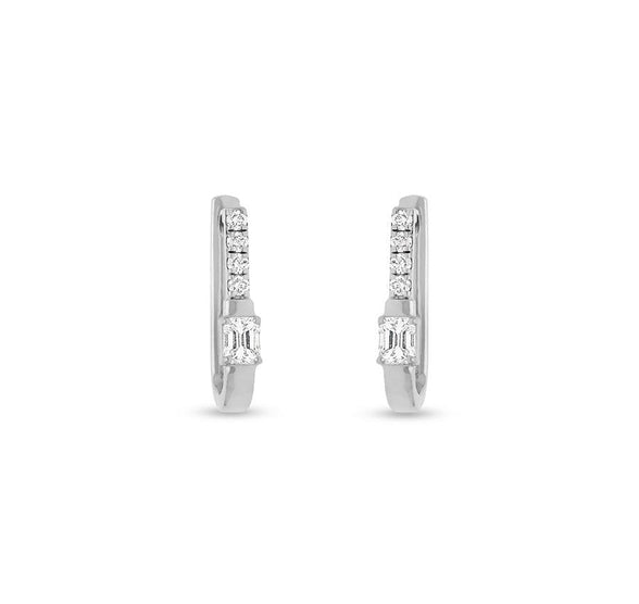 Emerald Cut Diamond White Gold Hoop Earrings