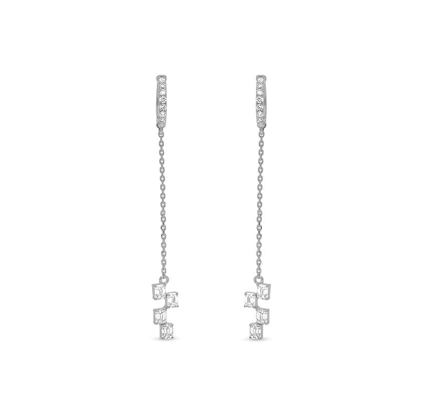 Emerald Cut Diamond White Gold Drop Earrings