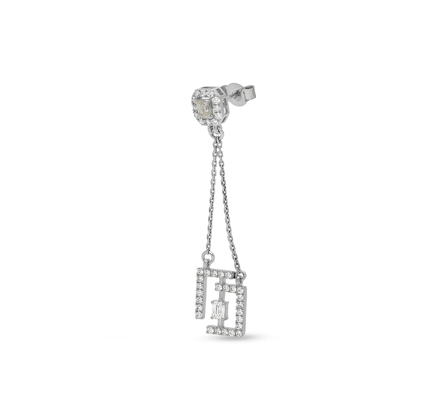 Emerald Cut Diamond White Gold Drop & Dangle Earrings