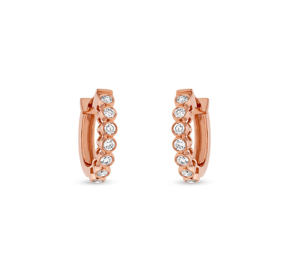 Серьги-кольца из розового золота с натуральными бриллиантами в оправе 