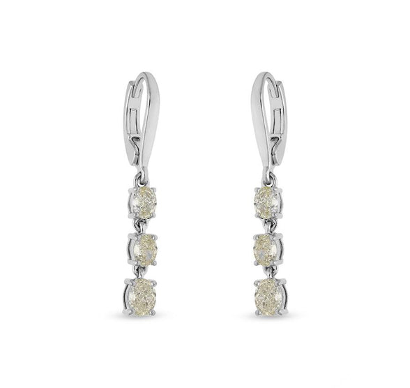 Collet Oval Cut Diamond White Gold Drop & Dangle Earrings