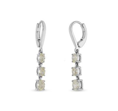 Collet Oval Cut Diamond White Gold Drop & Dangle Auskari 