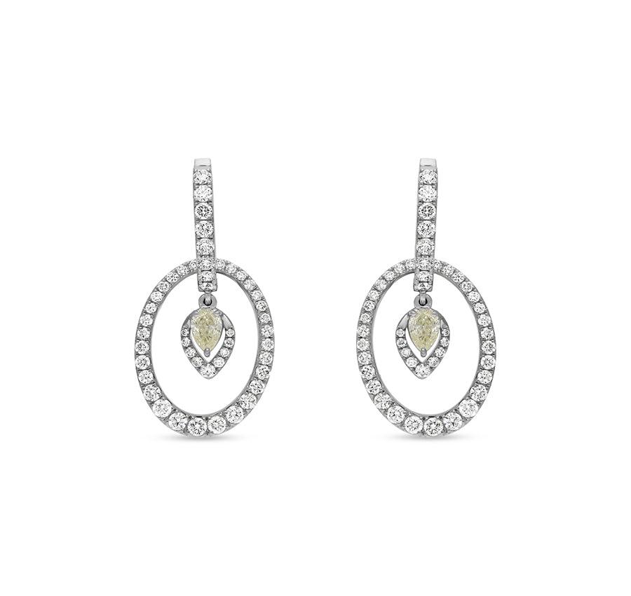 Oval Shape Pear Diamond White Gold Women Drop and Dangle Earrings