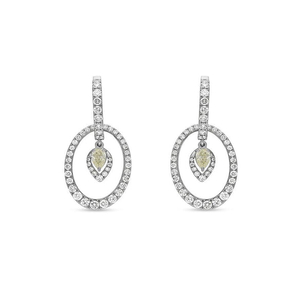 Oval Shape Pear Diamond White Gold Women Drop and Dangle Earrings