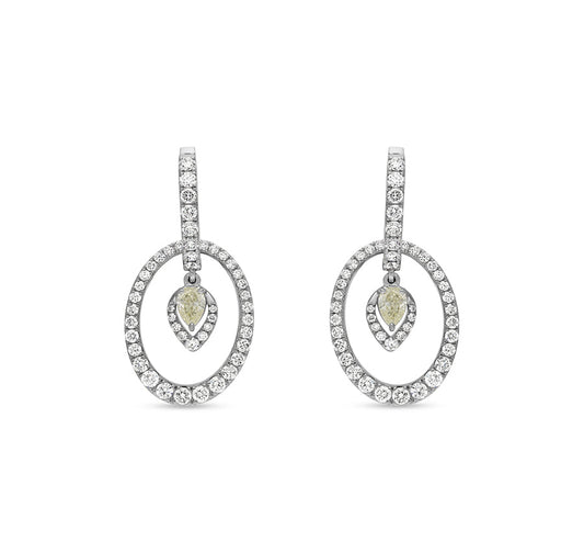 Oval Shape Pear Diamond White Gold Women Drop and Dangle Earrings