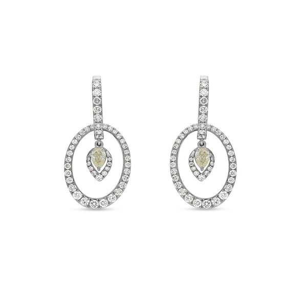 Oval Shape Pear Diamond White Gold Women Drop and Dangle Earrings