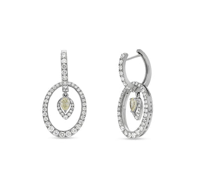 Oval Shape Pear Diamond White Gold Women Drop and Dangle Earrings