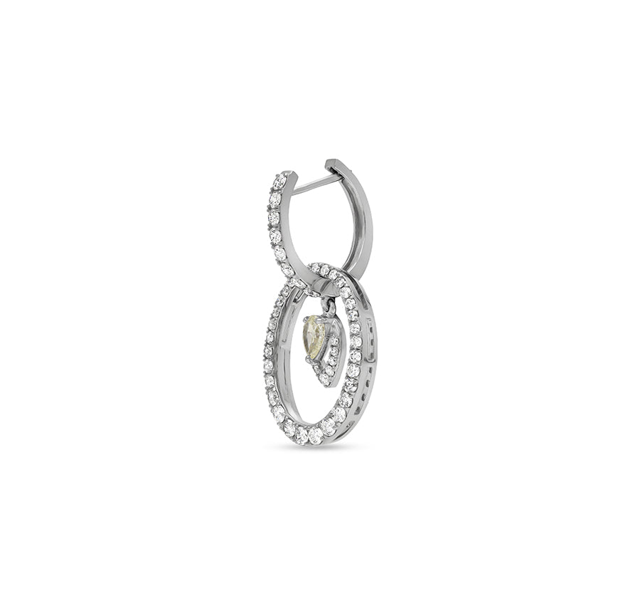 Oval Shape Pear Diamond White Gold Women Drop and Dangle Earrings