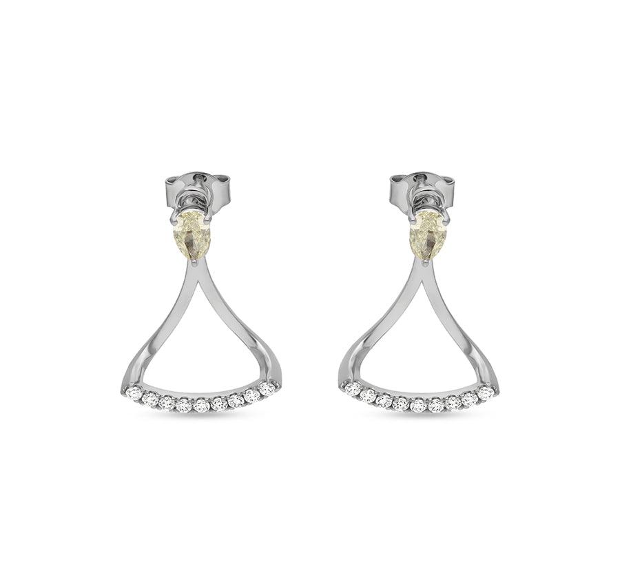 Sterling White With Pear Cut Diamond White Gold Stud Earrings