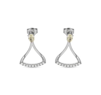 Sterling White With Pear Cut Diamond White Gold Stud Earrings