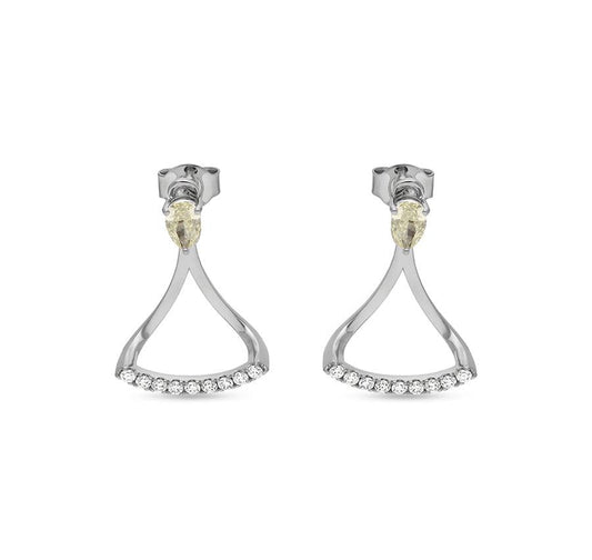 Sterling White With Pear Cut Diamond White Gold Stud Earrings