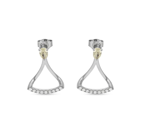 Sterling White With Pear Cut Diamond White Gold Stud Earrings