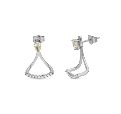 Sterling White With Pear Cut Diamond White Gold Stud Earrings